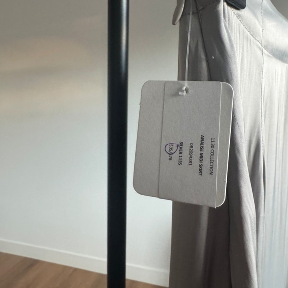 NWT Free People Silver Midi Skirt Button Front Career Casual Size Unknown - Picture 4 of 6